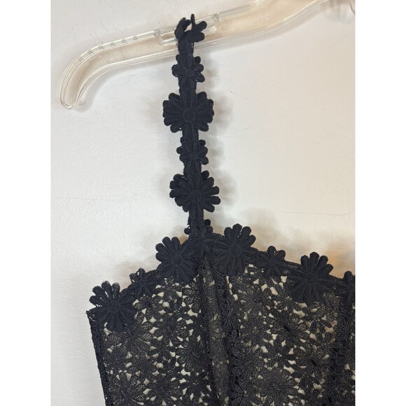FEW MODA Black Lace Crochet Daisy Skater Dress Medium Sleeveless Lined Boho - Picture 5 of 12